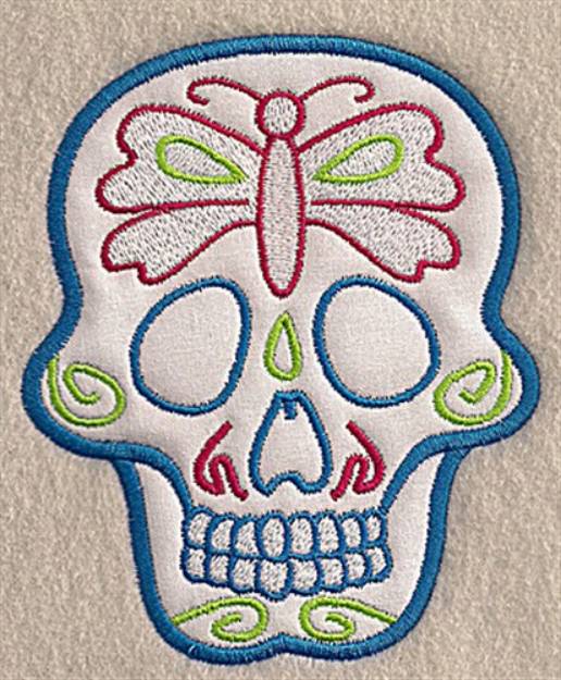 Picture of Butterfly Skull Applique Machine Embroidery Design