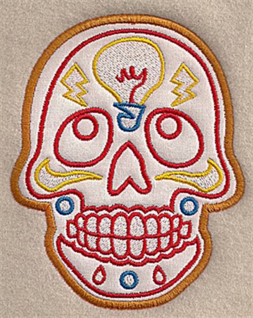 Picture of Skull Bulb Applique Machine Embroidery Design