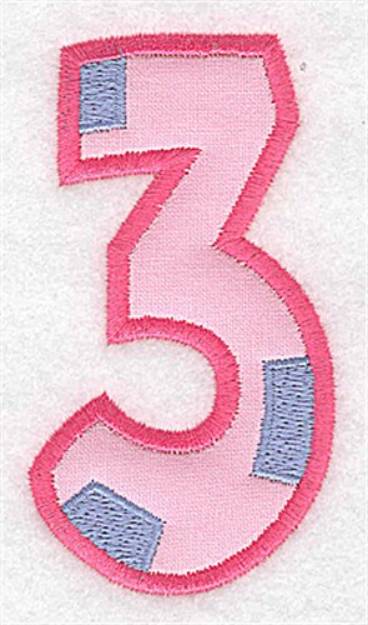 Picture of Applique Baby Number 3 Machine Embroidery Design