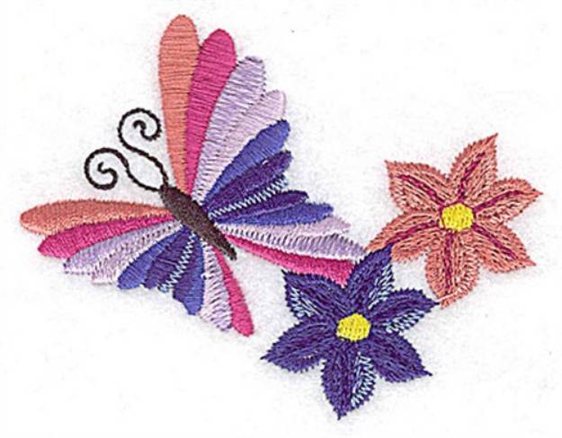 Picture of Butterfly With Flowers Machine Embroidery Design