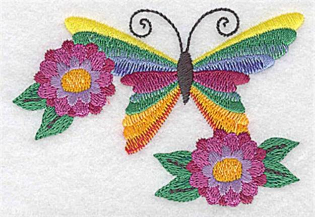 Picture of Colorful Floral Butterfly Machine Embroidery Design