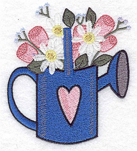 Picture of Watering Can Flowers Machine Embroidery Design