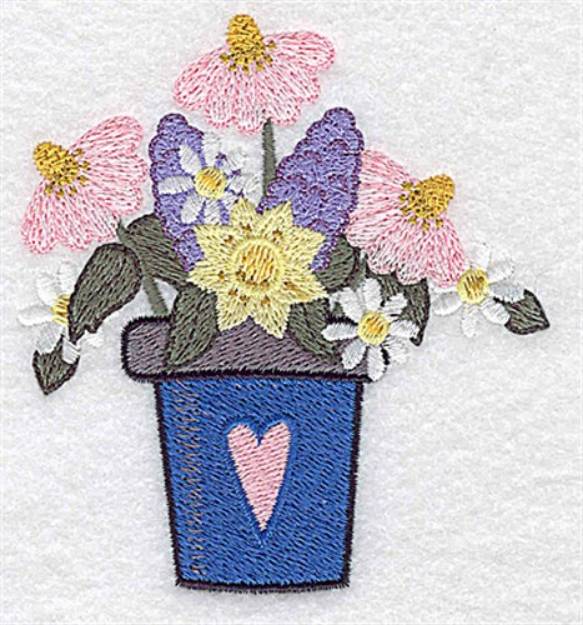 Picture of Flower Pot Flowers Machine Embroidery Design