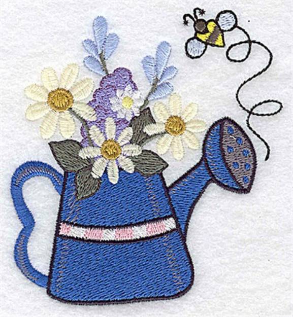 Picture of Flowers And Bee Machine Embroidery Design