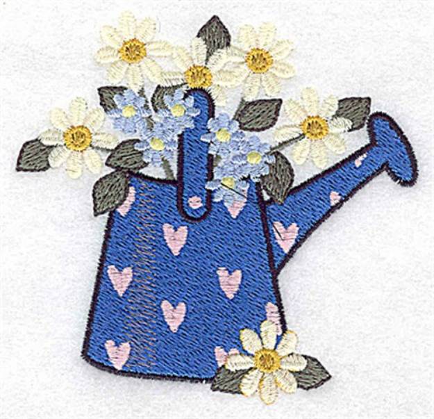 Picture of Watering Can Dasies Machine Embroidery Design