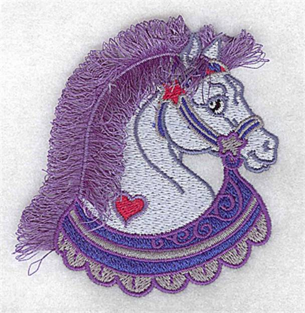 Picture of Fringed Heart Horse Machine Embroidery Design