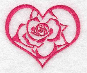 Picture of Heart With Rose Machine Embroidery Design