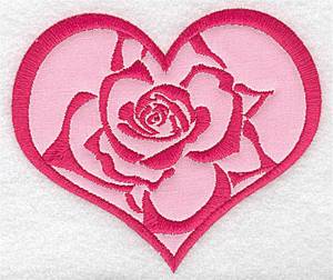 Picture of Heart Rose Applique Machine Embroidery Design