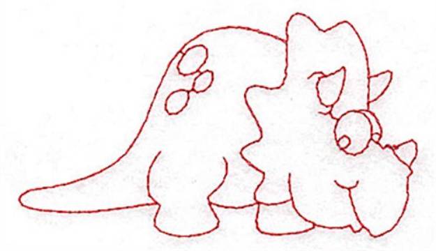 Picture of Sweet Dinosaur Redwork Machine Embroidery Design