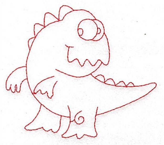 Picture of Silly Dinosaur Redwork Machine Embroidery Design
