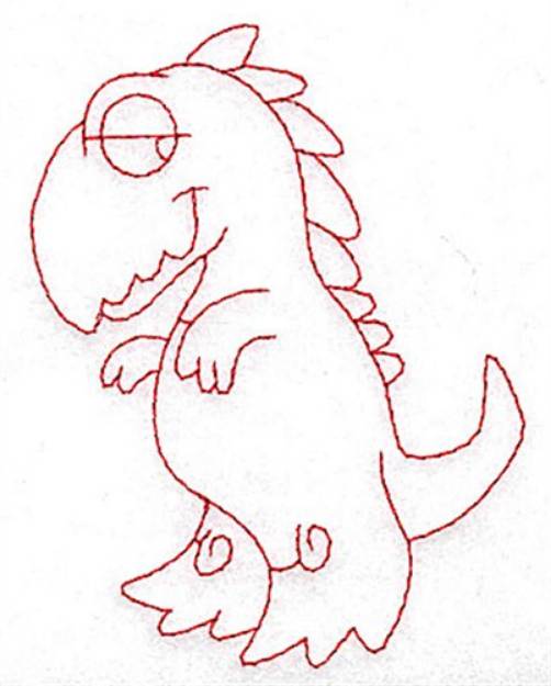 Picture of Cute Redwork Dinosaur Machine Embroidery Design