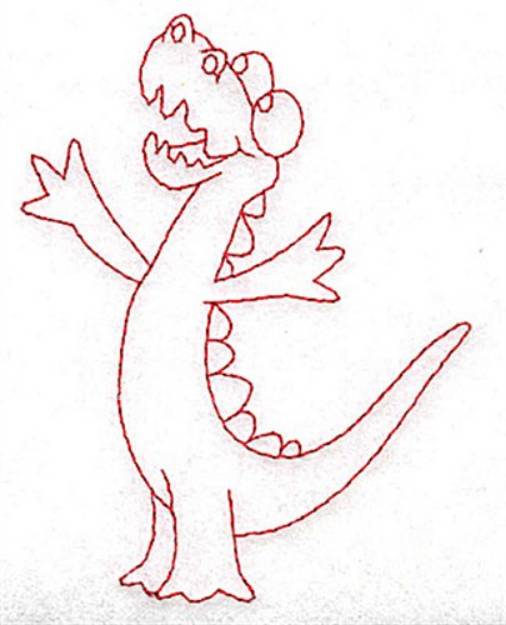 Picture of Happy Redwork Dinosaur Machine Embroidery Design