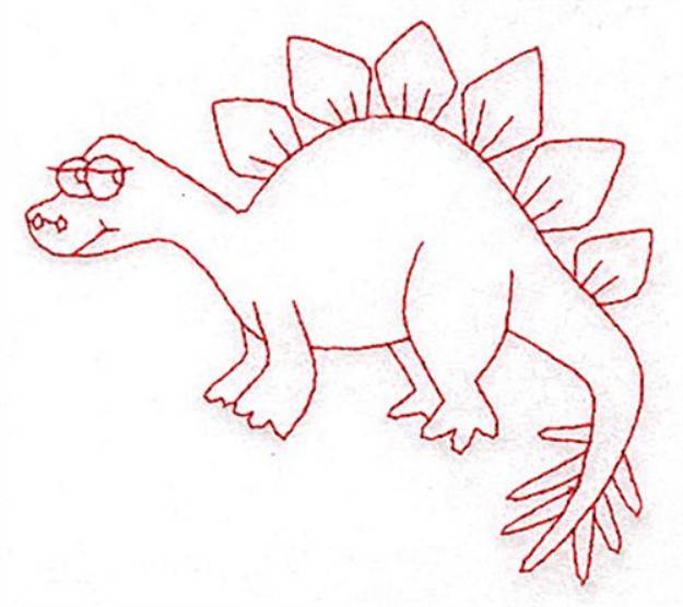 Picture of Sweet Redwork Dinosaur Machine Embroidery Design
