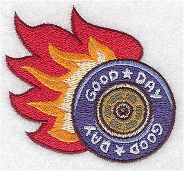 Picture of Tire With Flames Machine Embroidery Design
