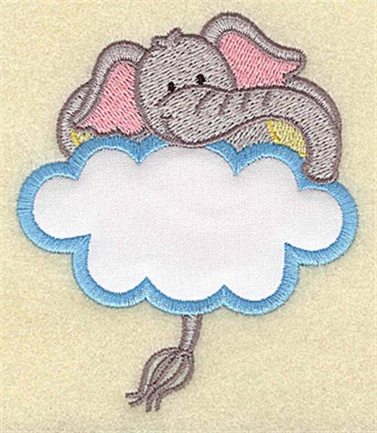 Picture of Elephant In Cloud Applique Machine Embroidery Design
