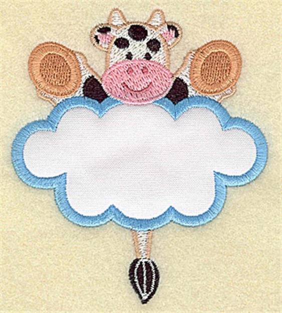Picture of Cow In Cloud Applique Machine Embroidery Design