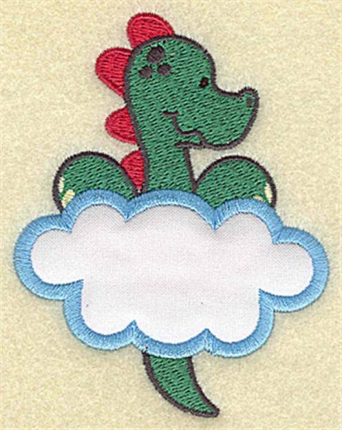Picture of Dinosaur In Cloud Applique Machine Embroidery Design