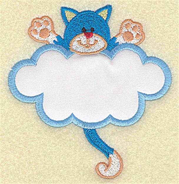 Picture of Cat In Cloud Applique Machine Embroidery Design