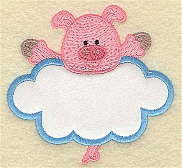 Picture of Pig In Cloud Applique Machine Embroidery Design