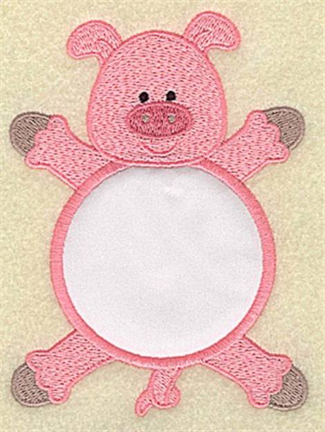 Picture of Pig In Circle Applique Machine Embroidery Design