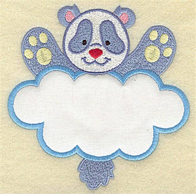 Picture of Panda In Cloud Applique Machine Embroidery Design