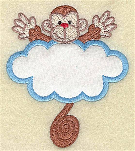 Picture of Monkey In Cloud Applique Machine Embroidery Design