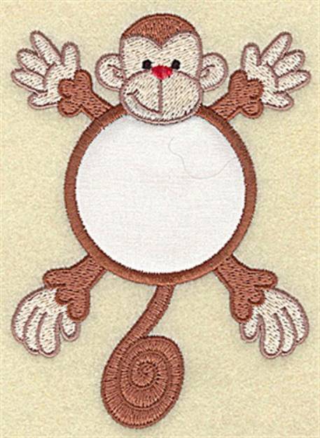 Picture of Monkey In Circle Applique Machine Embroidery Design