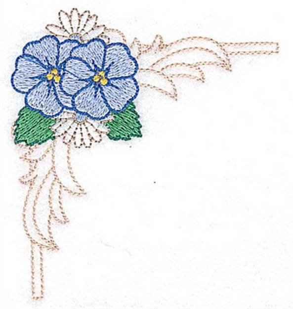 Picture of Corner Pansies Machine Embroidery Design