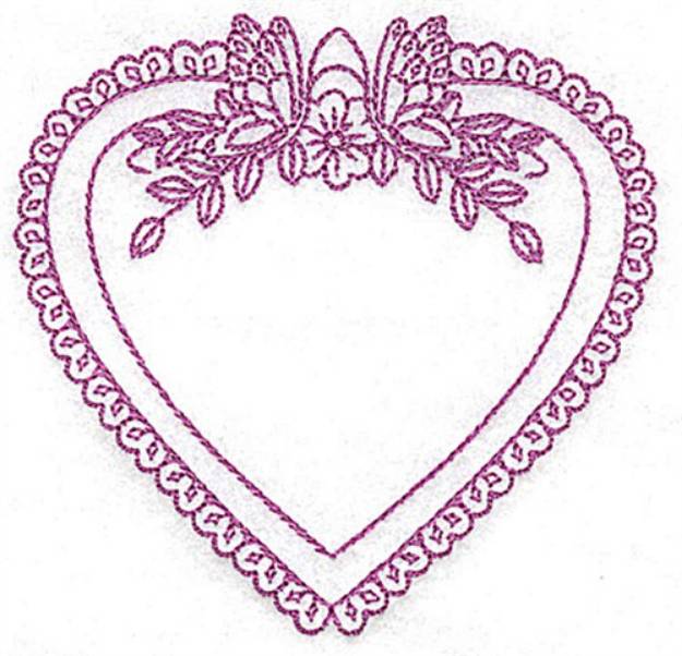Picture of Floral Heart Frame Machine Embroidery Design