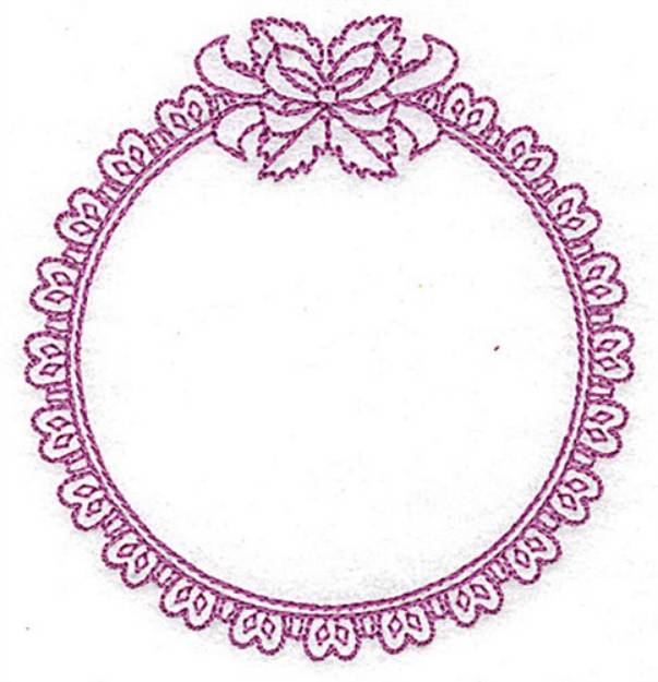Picture of Round Frame With Bow Machine Embroidery Design