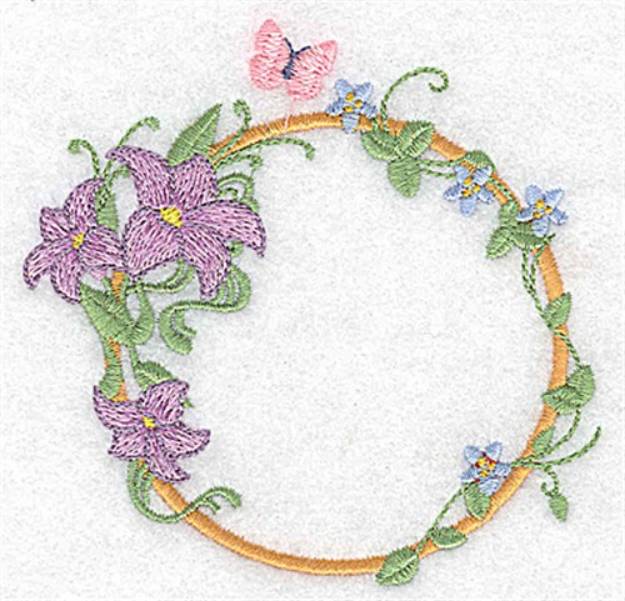 Picture of Lilies & Butterfly Circle Machine Embroidery Design
