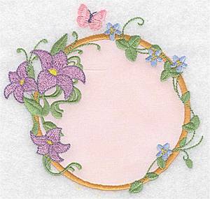 Picture of Lilies & Butterfly Applique Machine Embroidery Design