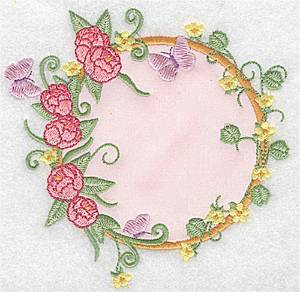 Picture of Peonies & Butterfly Applique Machine Embroidery Design