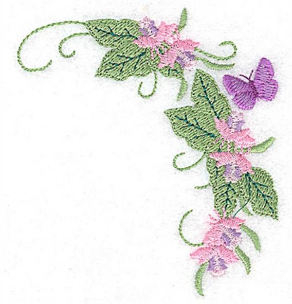 Picture of Butterfly & Blossom Corner Machine Embroidery Design