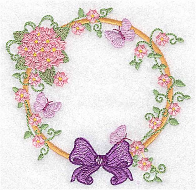 Picture of Hydrangea, Bow & Butterflies Machine Embroidery Design