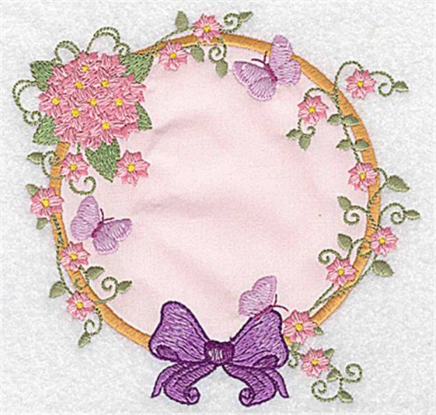 Picture of Hydrangea & Butterflies Applique Machine Embroidery Design
