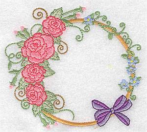 Picture of Roses and Bow Circle Machine Embroidery Design
