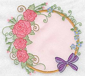 Picture of Roses & Bow Applique Machine Embroidery Design