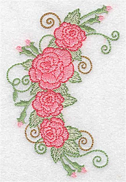 Picture of Roses and Buds Corner Machine Embroidery Design