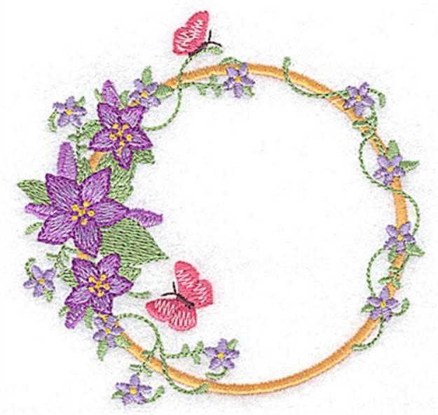 Picture of Flowers & Butterflies Circle Machine Embroidery Design