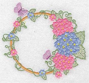 Picture of Hydrangea & Butterflies Machine Embroidery Design