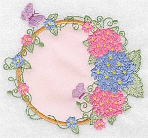 Picture of Hydrangea  & Butterfly Applique Machine Embroidery Design