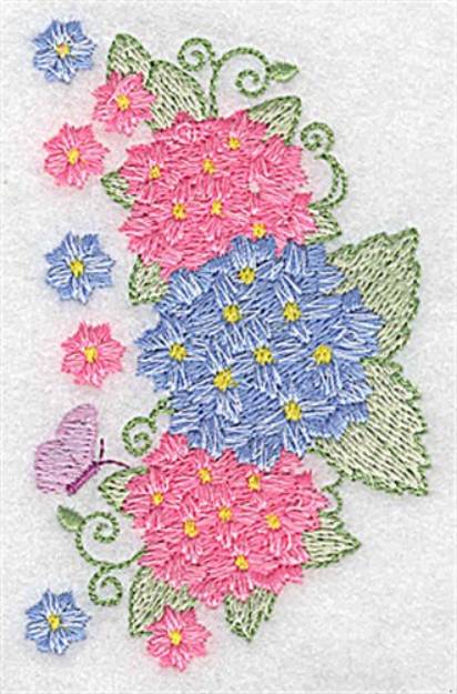 Picture of Hydrangea and Butterfly Machine Embroidery Design