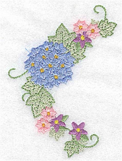 Picture of Hydrangea & Blossoms Corner Machine Embroidery Design