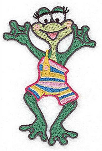 Picture of Frog in Bathing Suit Machine Embroidery Design