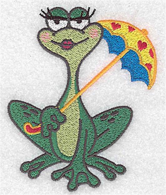 Picture of Frog With Umbrella Machine Embroidery Design