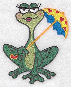 Picture of Frog With Umbrella Machine Embroidery Design