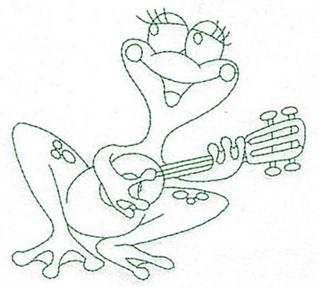 Picture of Frog & Guitar Bluework Machine Embroidery Design