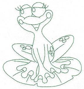 Picture of Frog & Lily Pad Bluework Machine Embroidery Design