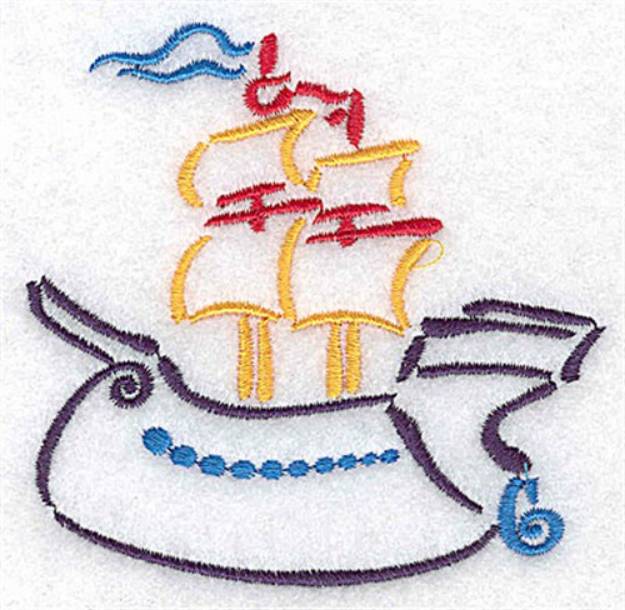 Picture of Ship Outline Machine Embroidery Design